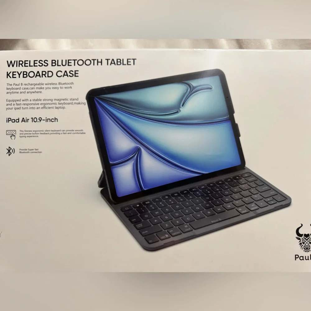PAUL B WIRELESS BLUETOOTH TABLET KEYBOARD CASE Air 10.9 Inch